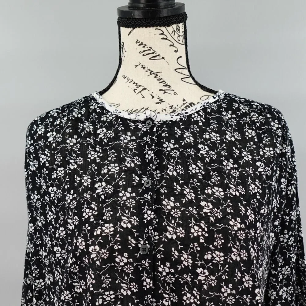 Madewell Top Small Black Meadow Branch‎ Floral Print-Mix